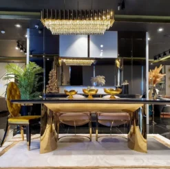 Casa Padrino Luxus Esstisch Schwarz / Silber 220 x 100 x H. 77 cm - Rechteckiger Küchentisch mit Massivholz Tischplatte und Metallbeinen - Esszimmer Möbel - Küchen Möbel - Luxus Möbel