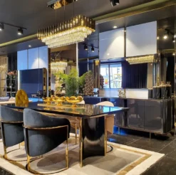 Casa Padrino Luxus Esstisch Schwarz / Silber 220 x 100 x H. 77 cm - Rechteckiger Küchentisch mit Massivholz Tischplatte und Metallbeinen - Esszimmer Möbel - Küchen Möbel - Luxus Möbel