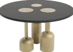 Casa Padrino Luxus Esstisch Schwarz / Messing Ø 150 cm - Luxus Hotel & Restaurant Möbel