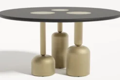 Casa Padrino Luxus Esstisch Schwarz / Messing Ø 150 cm - Luxus Hotel & Restaurant Möbel