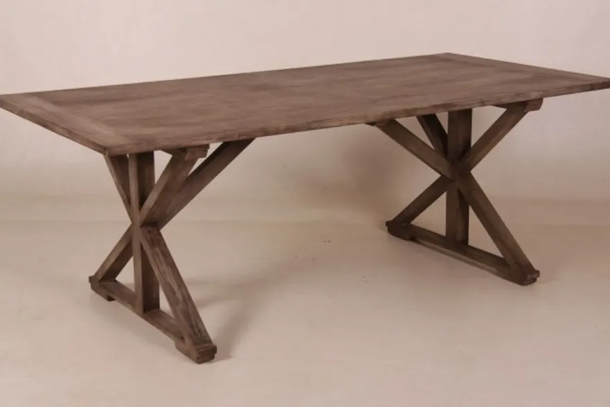 Casa Padrino Luxus Esstisch Vintage Teak Rustic Grey 210 x 100 cm - Massiver Landhaus Stil Tisch