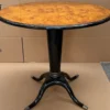 Casa Padrino Luxus Esstisch Vogelaugenahorn Braun / Schwarz / Silber Ø 79 x H. 71 cm - Runder Massivholz Esszimmertisch - Esszimmer Möbel - Luxus Möbel
