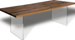 Casa Padrino Luxus Esstisch - Verschiedene Farben & Größen - Küchentisch mit rustikaler Massivholz Tischplatte und Glasbeinen - Esszimmer Tisch