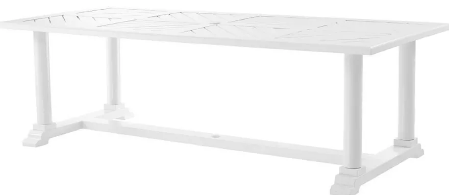 Casa Padrino Luxus Esstisch Weiß 240 x 103 x H. 75 cm - Rechteckiger Küchentisch aus hochwertigen strapazierbarem Aluminium - Gartentisch