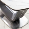 Casa Padrino Luxus Esstisch Weiß / Schwarz / Silber 160-220 x 90 x H. 76 cm - Ausziehbarer Küchentisch mit Tischplatte in Marmoroptik - Luxus Esszimmer Möbel
