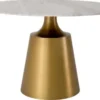 Casa Padrino Luxus Esstisch Weiß / Messingfarbig Ø 120 x H. 77 cm - Runder Marmor Küchentisch - Luxus Esszimmer Möbel