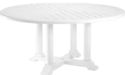 Casa Padrino Luxus Esstisch Weiß Ø 160 x H. 75 cm - Runder Küchentisch aus hochwertigen strapazierbarem Aluminium - Gartentisch