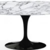 Casa Padrino Luxus Esstisch Weiß / Schwarz 200 x 122 x H. 74 cm - Ovaler Küchentisch mit Carrara Marmor Tischplatte - Luxus Esszimmer Möbel