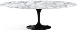 Casa Padrino Luxus Esstisch Weiß / Schwarz 200 x 122 x H. 74 cm - Ovaler Küchentisch mit Carrara Marmor Tischplatte - Luxus Esszimmer Möbel
