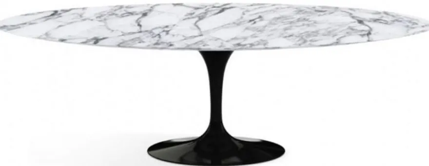Casa Padrino Luxus Esstisch Weiß / Schwarz 200 x 122 x H. 74 cm - Ovaler Küchentisch mit Carrara Marmor Tischplatte - Luxus Esszimmer Möbel