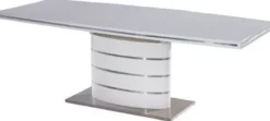 Casa Padrino Luxus Esstisch Weiß / Silber 160-220 x 90 x H. 77 cm - Moderner Ausziehbarer Esszimmertisch - Luxus Küchen Möbel