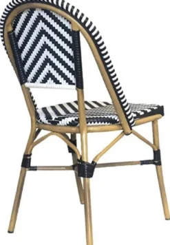 Casa Padrino Luxus Esszimmer Stuhl 6er Set Weiß / Schwarz / Beige 49 x 46 x H. 91 cm - Luxus Rattan Garten Stühle - Esszimmer Möbel - Garten Möbel - Rattan Möbel - Luxus Möbel
