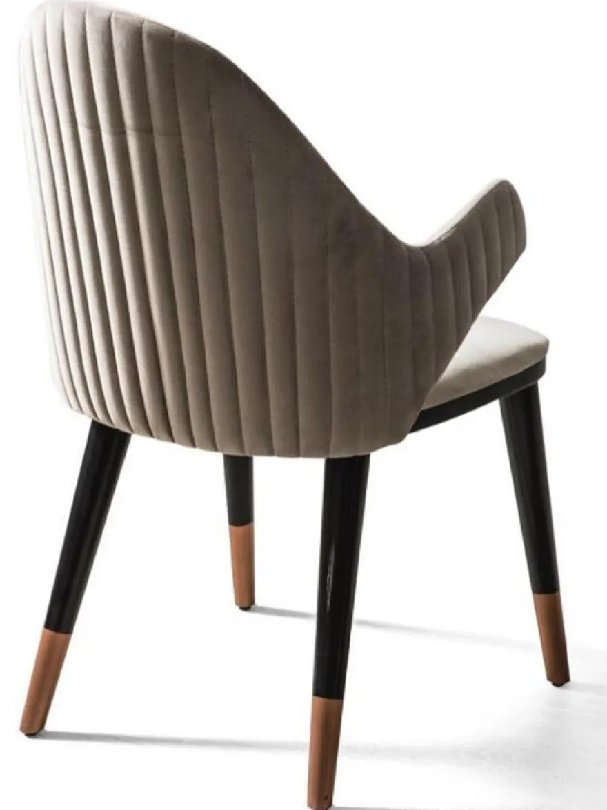 Casa Padrino Luxus Esszimmerstuhl 6er Set mit Armlehnen Grau / Schwarz / Kupfer 52 x 52 x H. 88 cm - Esszimmer Möbel - Restaurant Möbel - Esszimmer Einrichtung - Luxus Möbel - Luxus Einrichtung