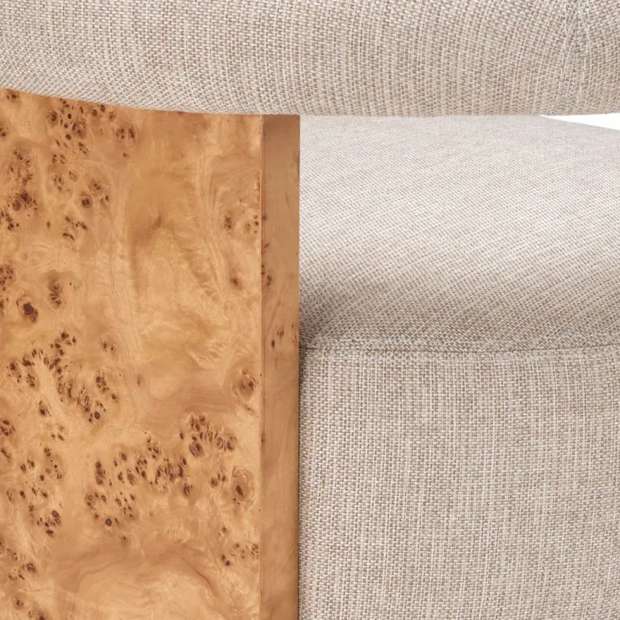 Casa Padrino Luxus Esszimmer Stuhl mit Armlehnen Naturfarben / Hellbraun