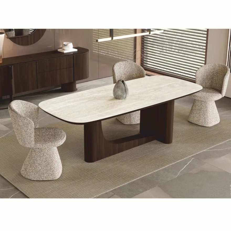 Casa Padrino Luxus Esszimmer Set - 1 Esstisch mit Keramik Tischplatte und 6 Esszimmer Stühle