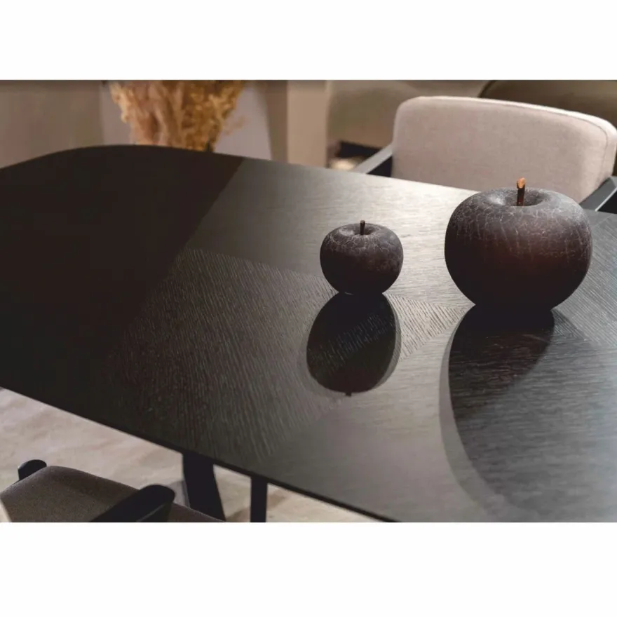 Casa Padrino Luxus Esszimmer Set Schwarz / Weiß - 1 Esstisch und 6 Esszimmer Stühle mit Armlehnen