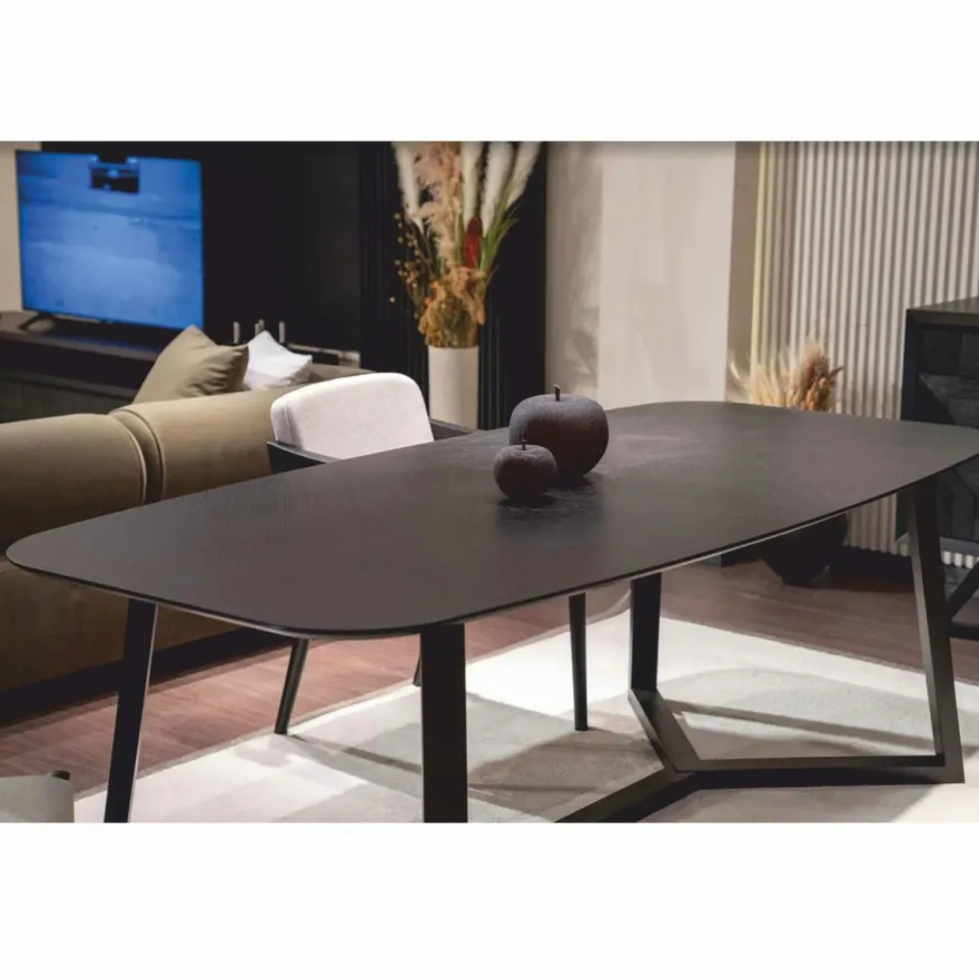 Casa Padrino Luxus Esszimmer Set Schwarz / Weiß - 1 Esstisch und 6 Esszimmer Stühle mit Armlehnen