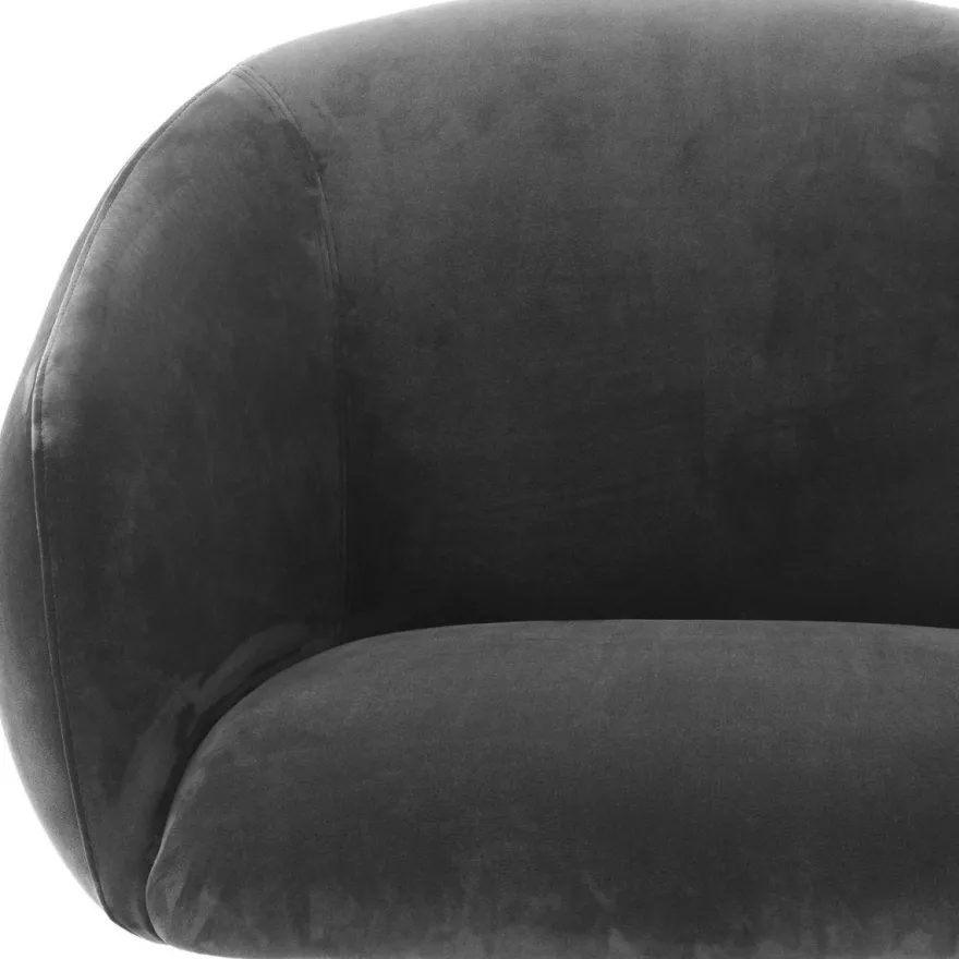 Casa Padrino Luxus Esszimmerstuhl mit Armlehnen Grau / Schwarz 61 x 60 x H. 79 cm - Küchenstuhl mit edlem Samtstoff - Esszimmer Möbel - Küchen Möbel - Luxus Möbel - Luxus Einrichtung