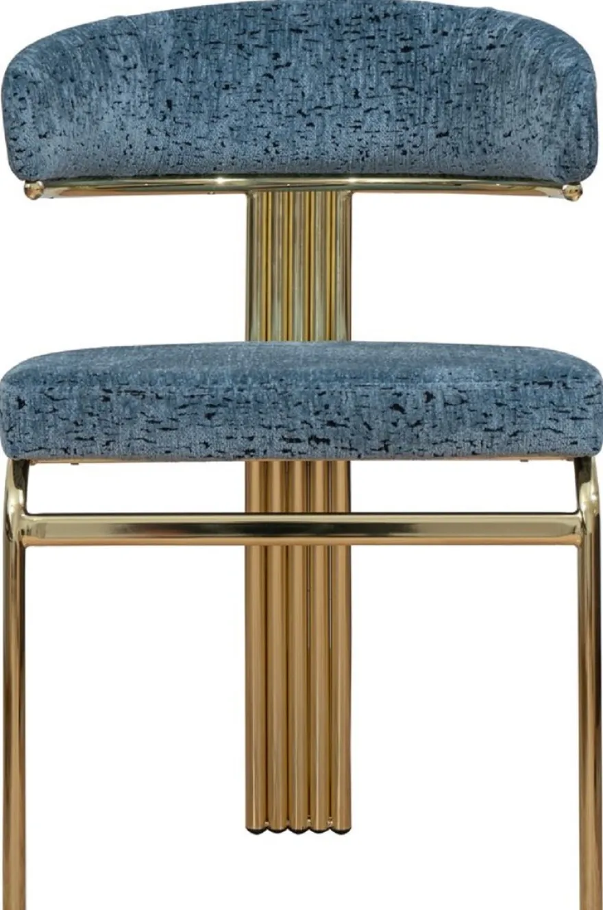 Casa Padrino Luxus Esszimmer Stuhl Blau / Gold H. 83 cm