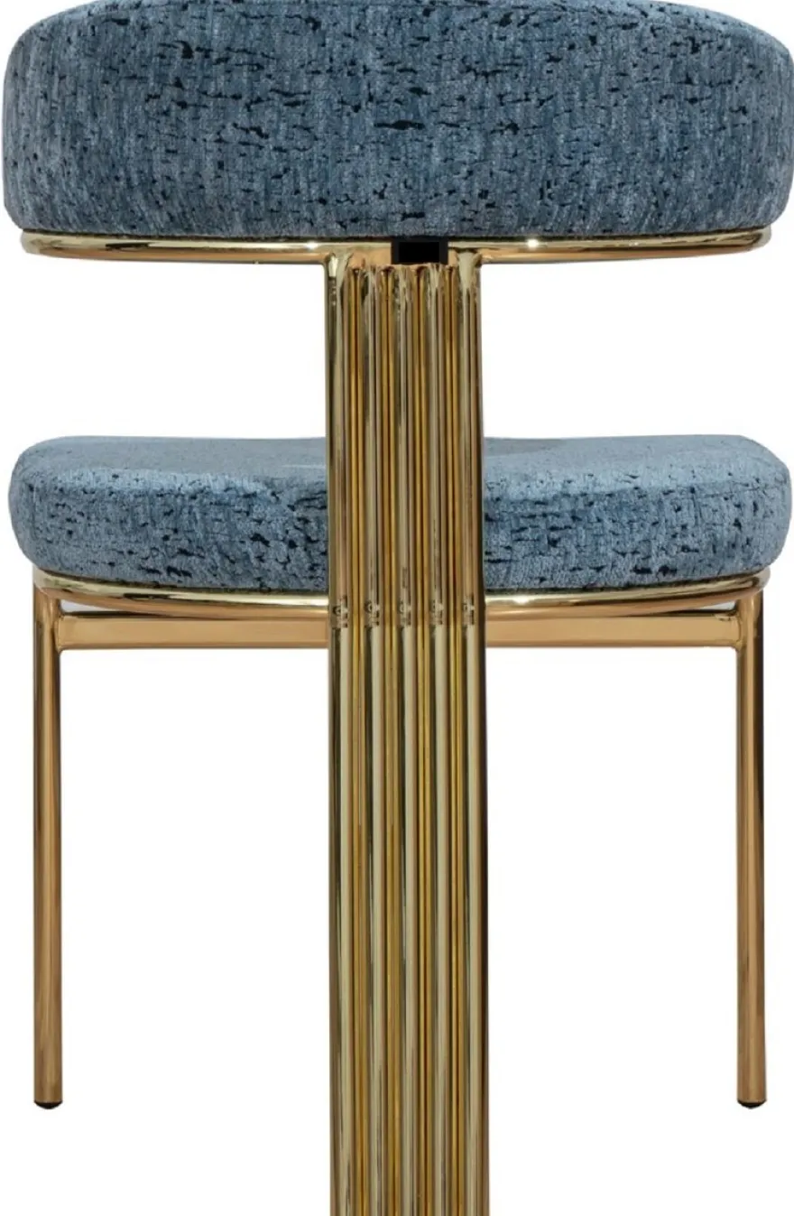 Casa Padrino Luxus Esszimmer Stuhl Blau / Gold H. 83 cm