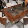 Casa Padrino Luxus Esszimmer Set Naturfarben / Braun / Grau / Gold - 1 Luxus Esstisch & 6 Luxus Esszimmerstühle - Esszimmer Möbel - Luxus Möbel - Luxus Einrichtung - Esszimmer Einrichtung