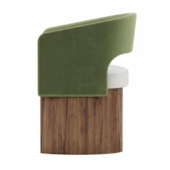 Casa Padrino Luxus Esszimmer Stuhl mit Armlehnen Grün / Weiß / Braun - Premium Qualität