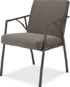 Casa Padrino Luxus Esszimmerstuhl Graubraun / Bronze 56 x 61 x H. 83 cm - Edler Küchenstuhl mit Armlehnen - Luxus Esszimmer Möbel