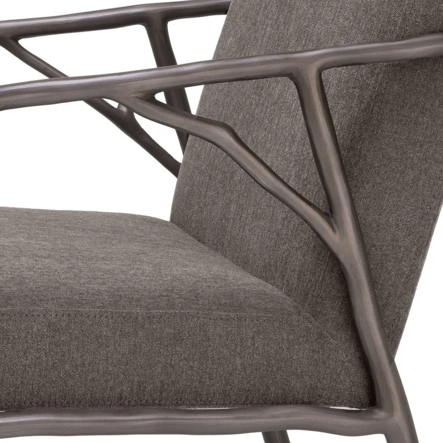 Casa Padrino Luxus Esszimmerstuhl Graubraun / Bronze 56 x 61 x H. 83 cm - Edler Küchenstuhl mit Armlehnen - Luxus Esszimmer Möbel