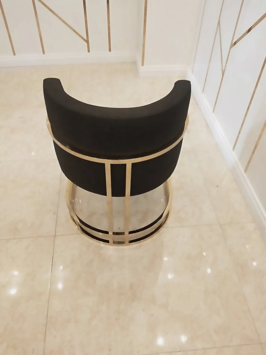 Casa Padrino Luxus Esszimmerstuhl Schwarz / Gold 60 x 56 x H. 80 cm - Luxus Esszimmer Möbel - Luxus Qualität