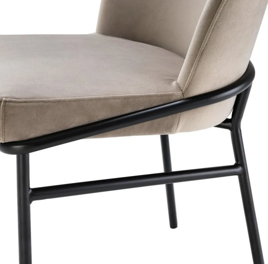Casa Padrino Luxus Esszimmerstühle Greige / Schwarz 49 x 56 x H. 82 cm - Küchenstühle mit edlem Samtstoff - Esszimmer Set