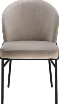 Casa Padrino Luxus Esszimmerstühle Greige / Schwarz 49 x 56 x H. 82 cm - Küchenstühle mit edlem Samtstoff - Esszimmer Set