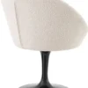 Casa Padrino Luxus Esszimmerstuhl Cremefarben / Schwarz 67 x 57 x H. 78,5 cm - Drehstuhl im 60er Jahre Design - Luxus Esszimmer Möbel
