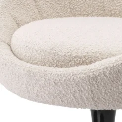 Casa Padrino Luxus Esszimmerstuhl Cremefarben / Schwarz 67 x 57 x H. 78,5 cm - Drehstuhl im 60er Jahre Design - Luxus Esszimmer Möbel