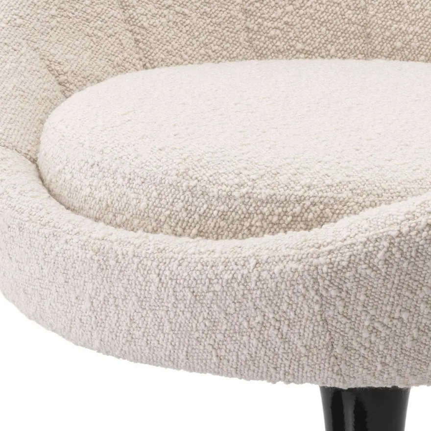Casa Padrino Luxus Esszimmerstuhl Cremefarben / Schwarz 67 x 57 x H. 78,5 cm - Drehstuhl im 60er Jahre Design - Luxus Esszimmer Möbel