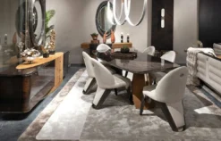 Casa Padrino Luxus Esszimmer Stuhl 6er Set Creme / Grau / Gold 57 x 70 x H. 91,5 - Esszimmer Möbel - Luxus Möbel - Luxus Einrichtung