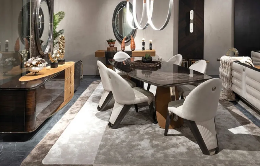 Casa Padrino Luxus Esszimmer Stuhl 6er Set Creme / Grau / Gold 57 x 70 x H. 91,5 - Esszimmer Möbel - Luxus Möbel - Luxus Einrichtung