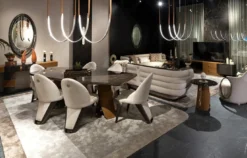 Casa Padrino Luxus Esszimmer Stuhl 6er Set Creme / Grau / Gold 57 x 70 x H. 91,5 - Esszimmer Möbel - Luxus Möbel - Luxus Einrichtung