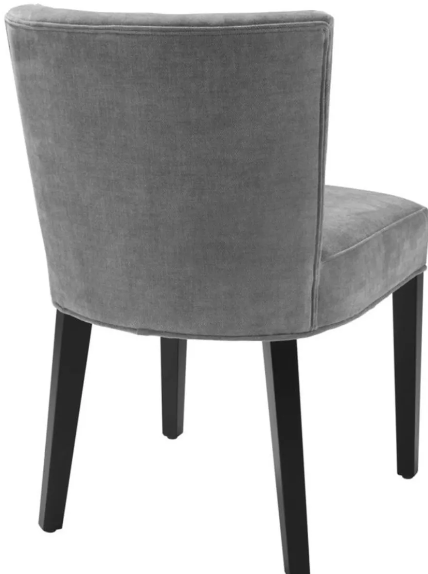 Casa Padrino Luxus Esszimmerstuhl Grau / Schwarz 51 x 62 x H. 82 cm - Luxus Esszimmer Möbel