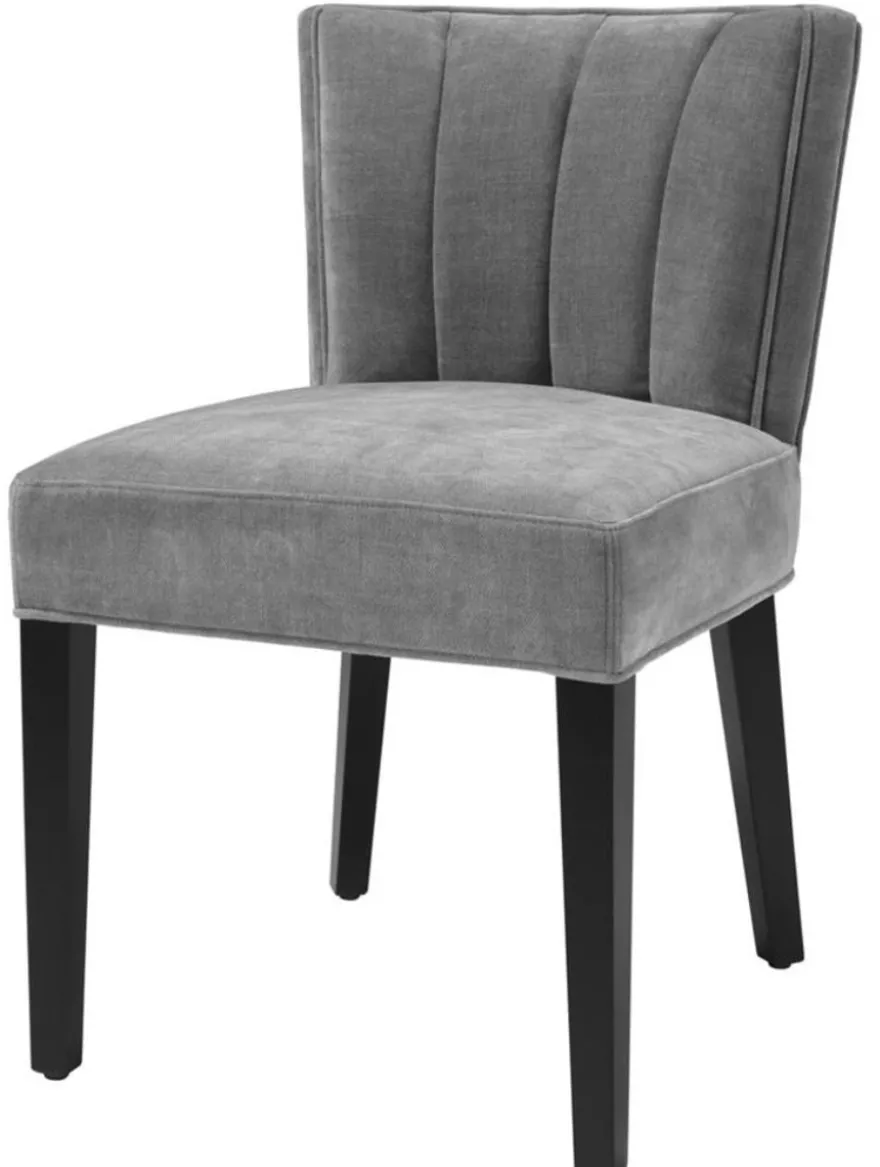 Casa Padrino Luxus Esszimmerstuhl Grau / Schwarz 51 x 62 x H. 82 cm - Luxus Esszimmer Möbel