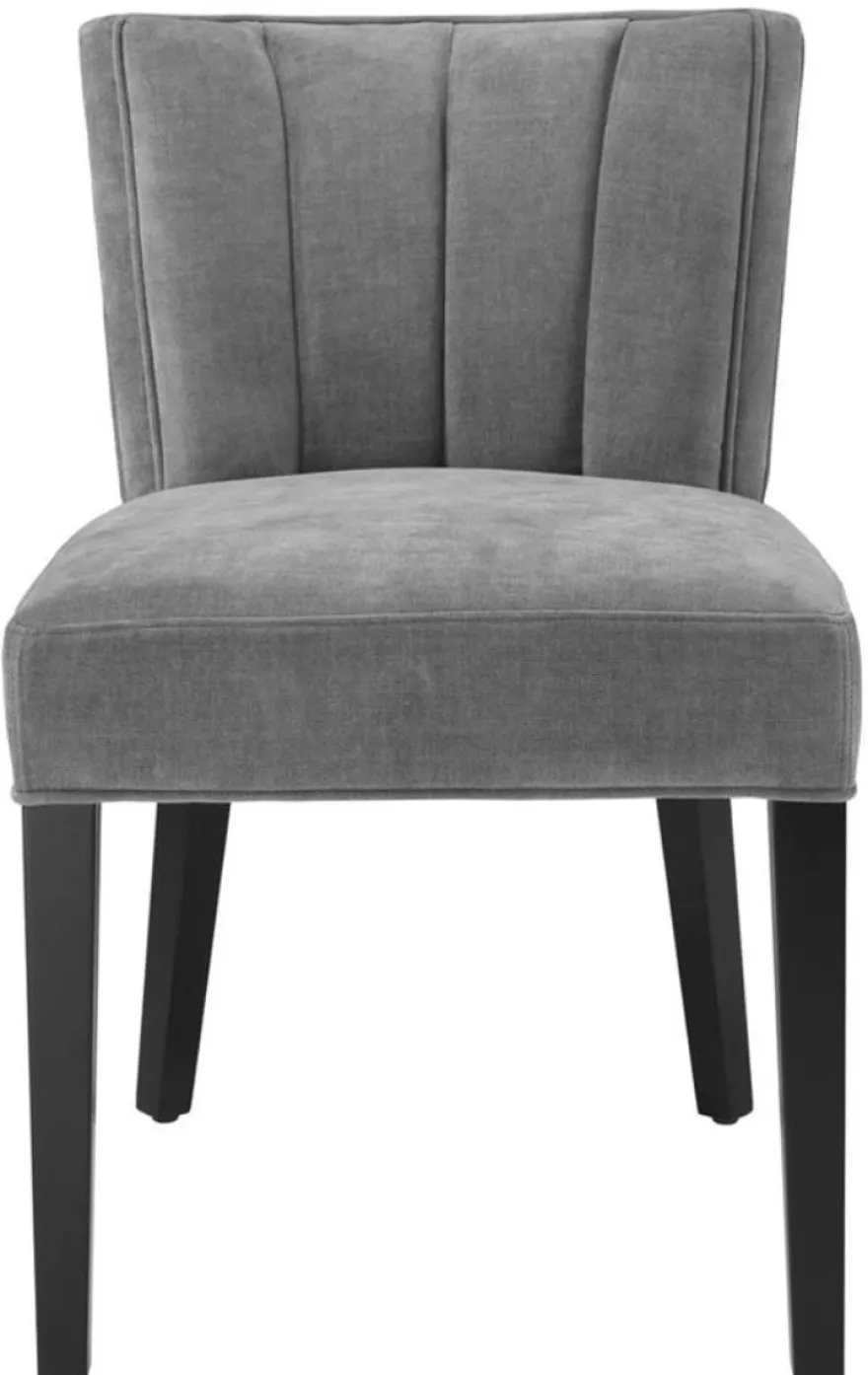 Casa Padrino Luxus Esszimmerstuhl Grau / Schwarz 51 x 62 x H. 82 cm - Luxus Esszimmer Möbel