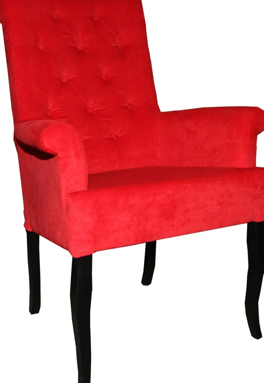 Casa Padrino Luxus Esszimmer Stuhl Rot / Schwarz mit Armlehnen Mod2 - Barock Möbel - Hotel Restaurant Möbel Gastronomie