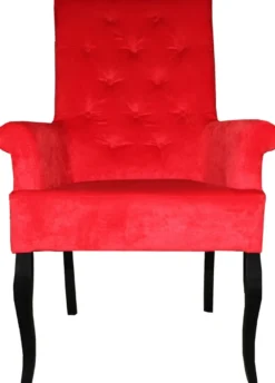 Casa Padrino Luxus Esszimmer Stuhl Rot / Schwarz mit Armlehnen Mod2 - Barock Möbel - Hotel Restaurant Möbel Gastronomie