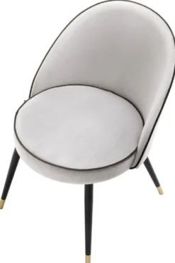 Casa Padrino Luxus Esszimmerstuhl Set Hellgrau / Schwarz / Messing 55 x 64 x H. 83 cm - Esszimmermöbel - Luxus Kollektion