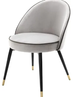 Casa Padrino Luxus Esszimmerstuhl Set Hellgrau / Schwarz / Messing 55 x 64 x H. 83 cm - Esszimmermöbel - Luxus Kollektion