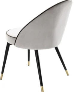 Casa Padrino Luxus Esszimmerstuhl Set Hellgrau / Schwarz / Messing 55 x 64 x H. 83 cm - Esszimmermöbel - Luxus Kollektion