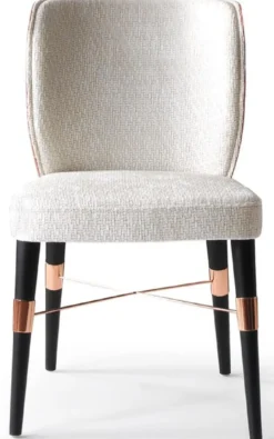 Casa Padrino Luxus Esszimmer Stuhl 6er Set Weiß / Schwarz / Kupfer 50 x 54 x H. 83 cm - Esszimmer Möbel - Restaurant Möbel - Hotel Möbel - Luxus Möbel - Luxus Kollektion
