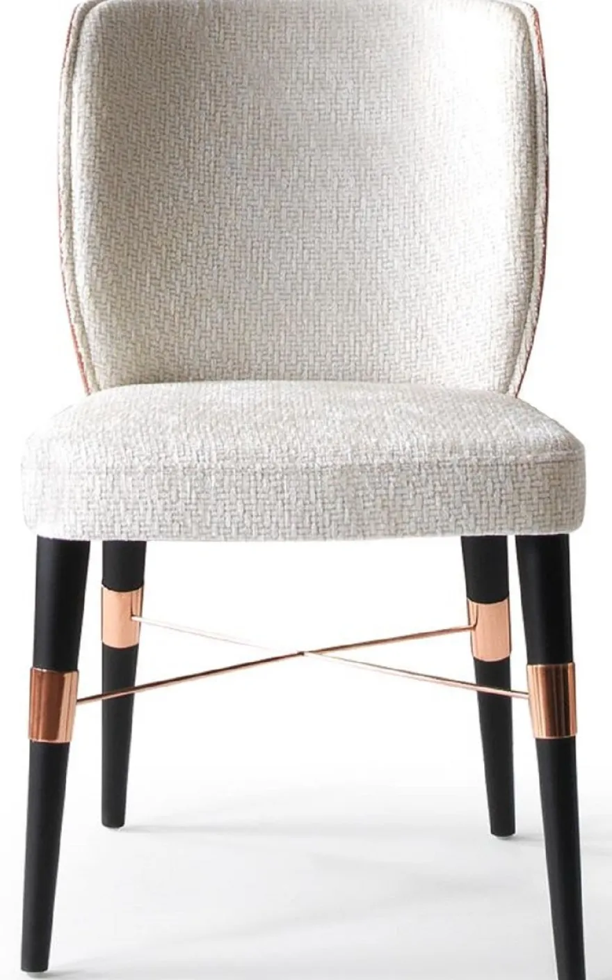 Casa Padrino Luxus Esszimmer Stuhl 6er Set Weiß / Schwarz / Kupfer 50 x 54 x H. 83 cm - Esszimmer Möbel - Restaurant Möbel - Hotel Möbel - Luxus Möbel - Luxus Kollektion