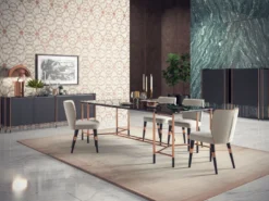 Casa Padrino Luxus Esszimmer Stuhl 6er Set Weiß / Schwarz / Kupfer 50 x 54 x H. 83 cm - Esszimmer Möbel - Restaurant Möbel - Hotel Möbel - Luxus Möbel - Luxus Kollektion