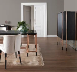 Casa Padrino Luxus Esszimmer Stuhl 6er Set Weiß / Schwarz / Kupfer 50 x 54 x H. 83 cm - Esszimmer Möbel - Restaurant Möbel - Hotel Möbel - Luxus Möbel - Luxus Kollektion