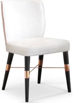 Casa Padrino Luxus Esszimmer Stuhl 6er Set Weiß / Schwarz / Kupfer 50 x 54 x H. 83 cm - Esszimmer Möbel - Restaurant Möbel - Hotel Möbel - Luxus Möbel - Luxus Kollektion
